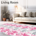 Watercolor Pink Gray Abstract Bloom Rug