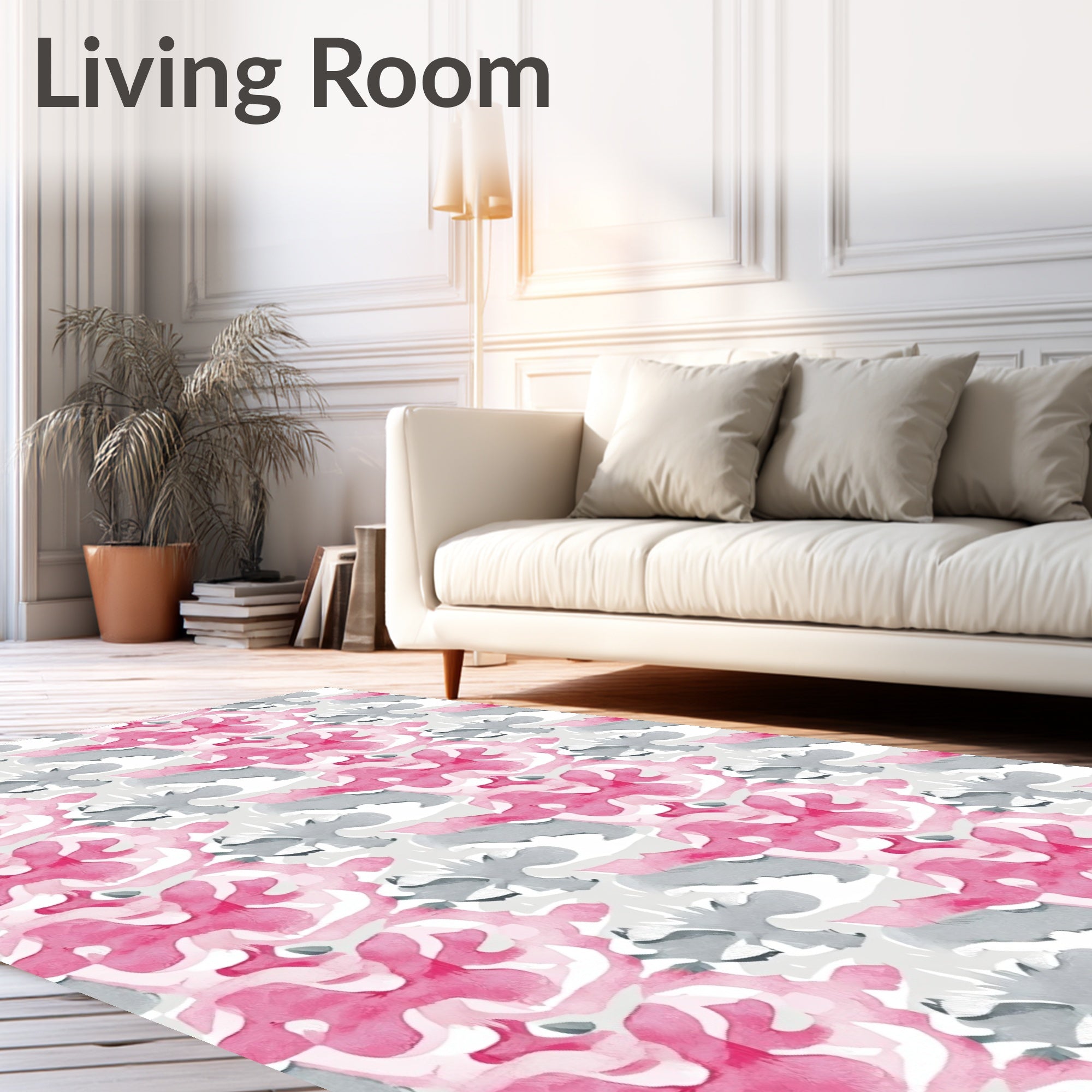 Watercolor Pink Gray Abstract Bloom Rug
