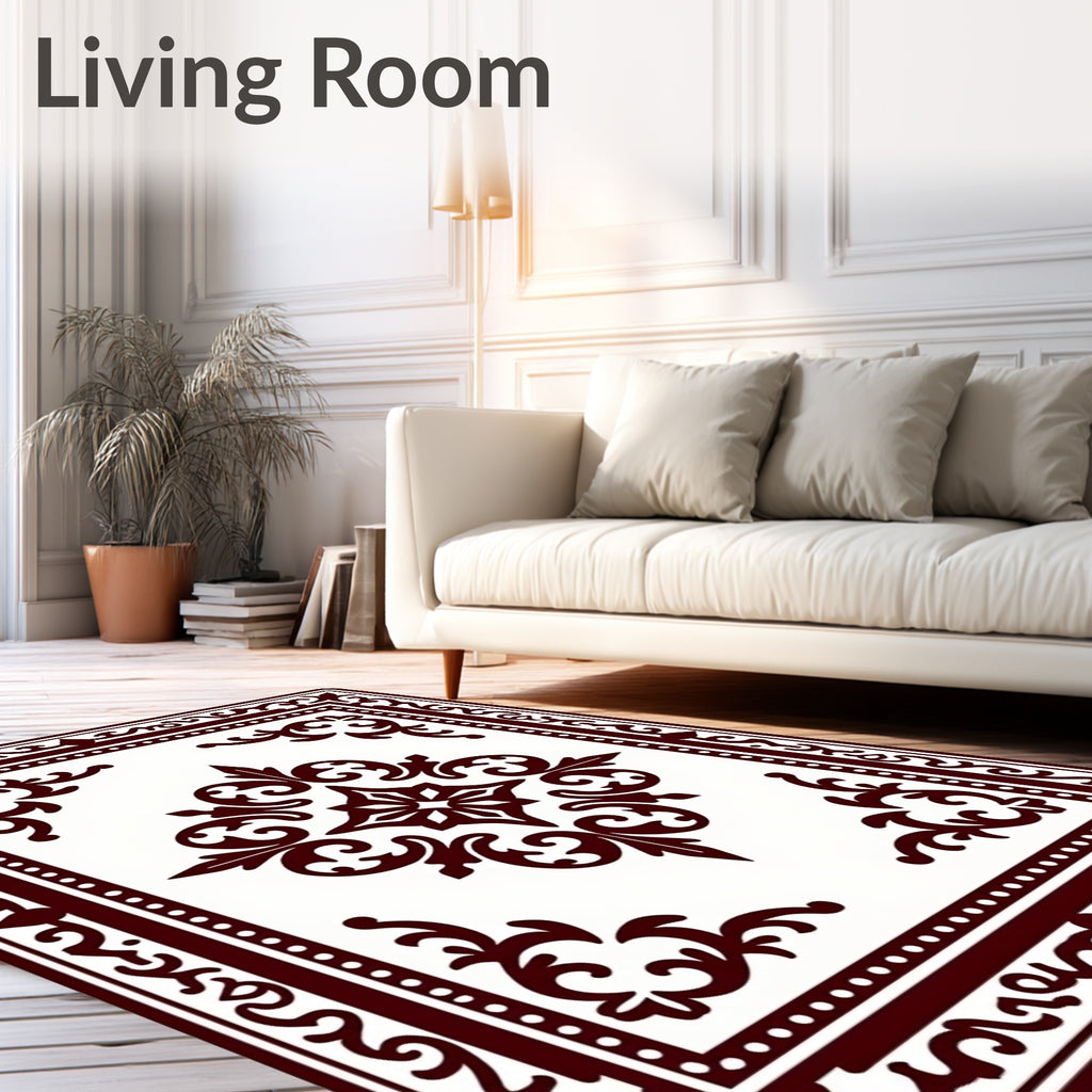 Rich Burgundy Floral Medallion Manor Rug