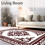 Rich Burgundy Floral Medallion Manor Rug