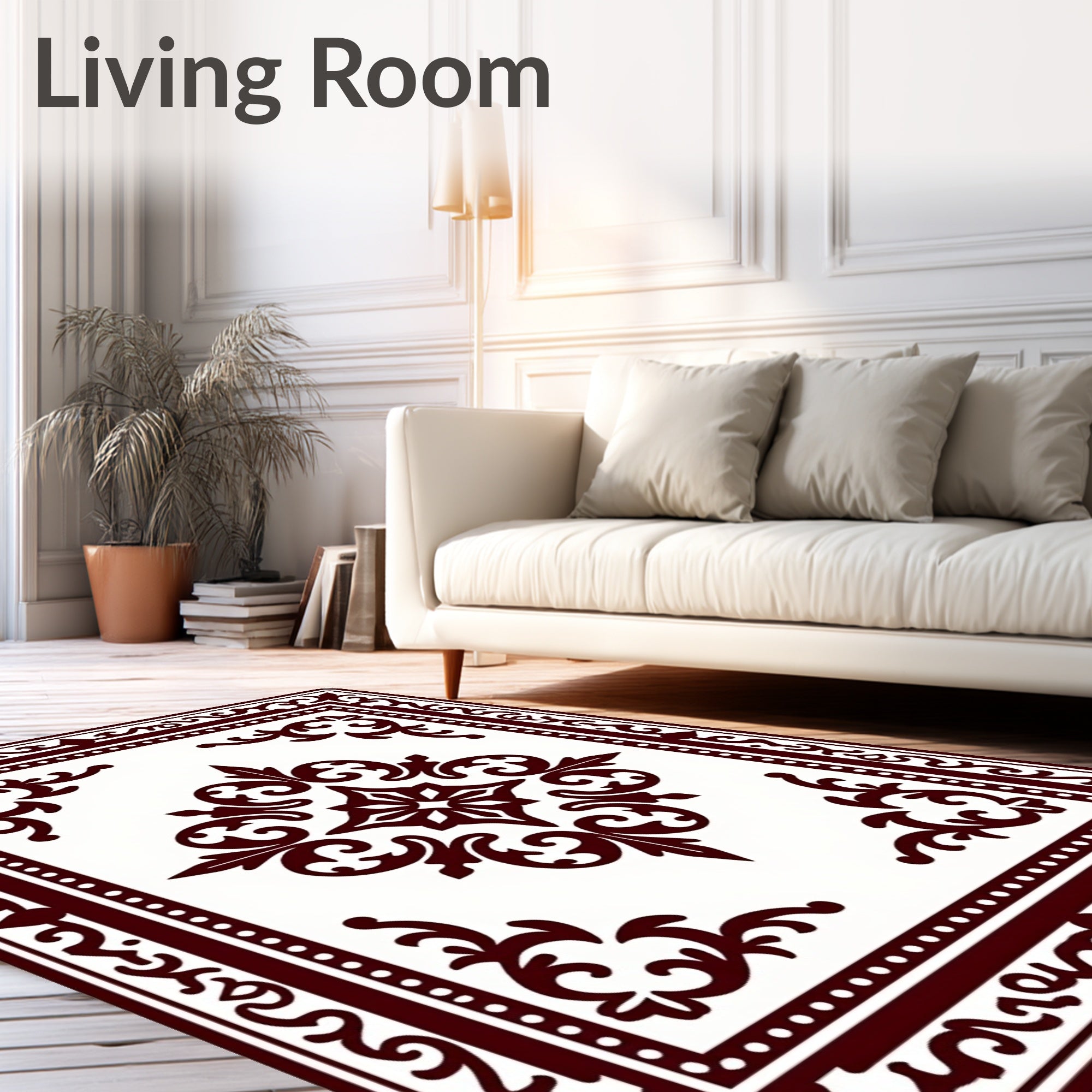 Rich Burgundy Floral Medallion Manor Rug