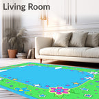 Groovy Rainbow Clouds Floral Stars Rug