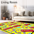 Whimsical Red Train Clouds Stars Rug