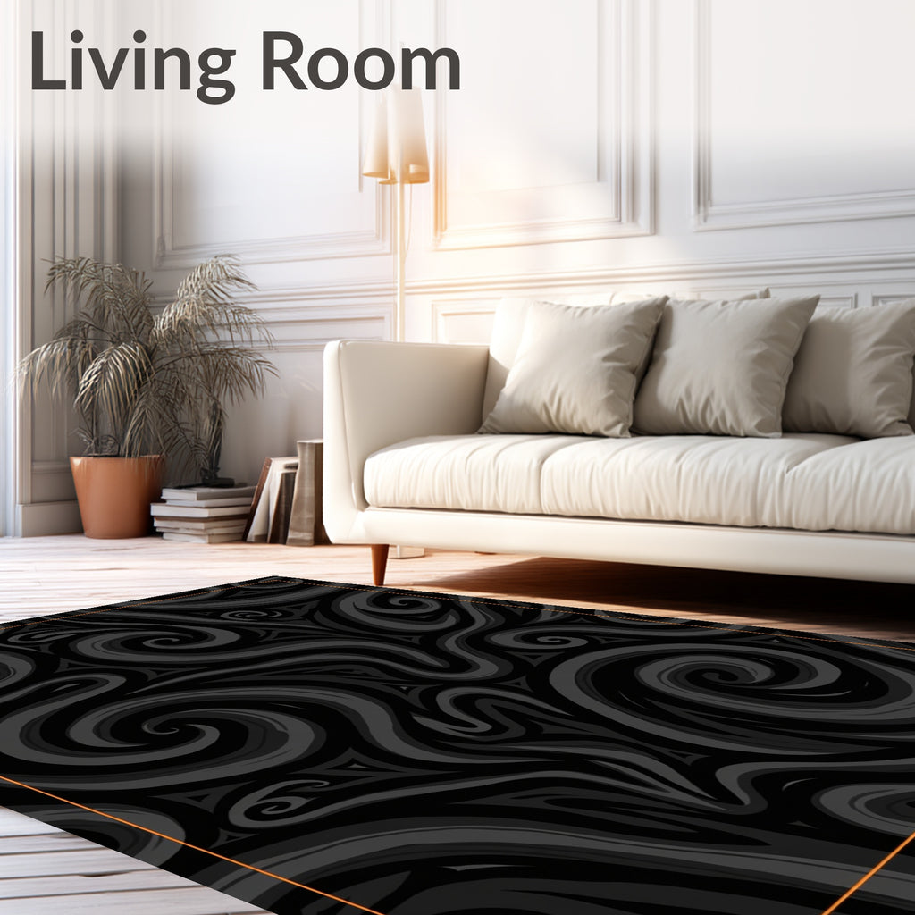 Dark Gray Swirling Smoke Rug