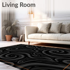 Dark Gray Swirling Smoke Rug