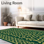 Emerald Green Golden Vine Medallion Rug