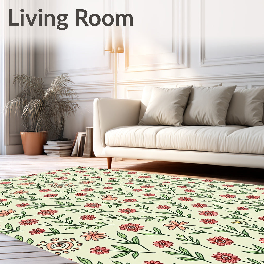 Coral Petal Twig Garland Rug