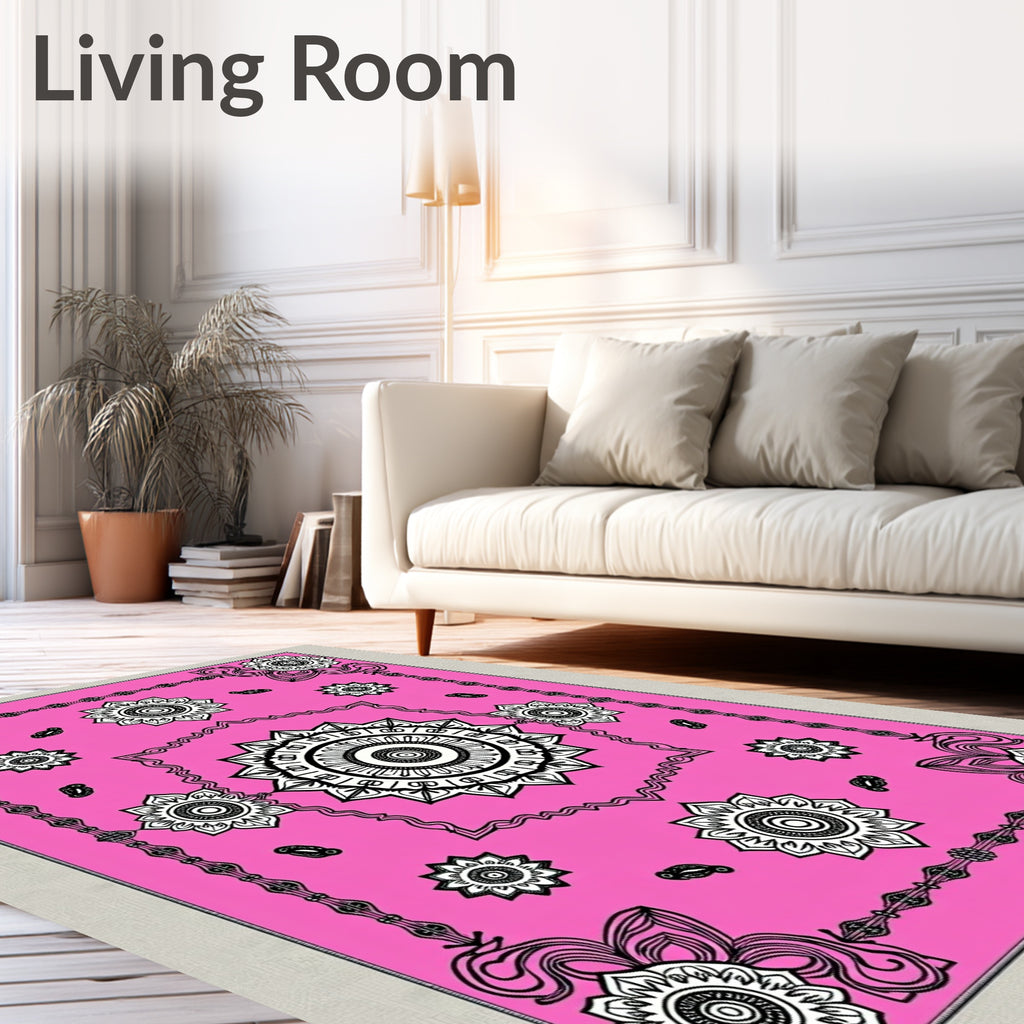 Bright Pink Medallion Floral Composition Rug