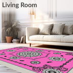 Bright Pink Medallion Floral Composition Rug