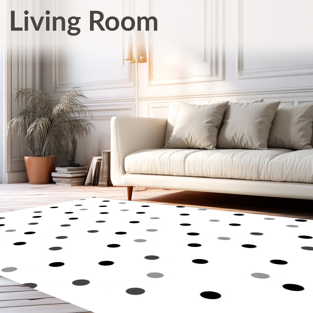 Abstract Monochrome Polka Dot Scatter Rug