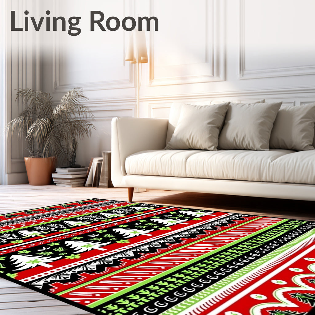 Festive Christmas Tree Stripes Rug