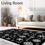 White Snowflakes Greetings Calligraphy Rug