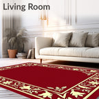 Victorian Red Floral Bell Border Rug