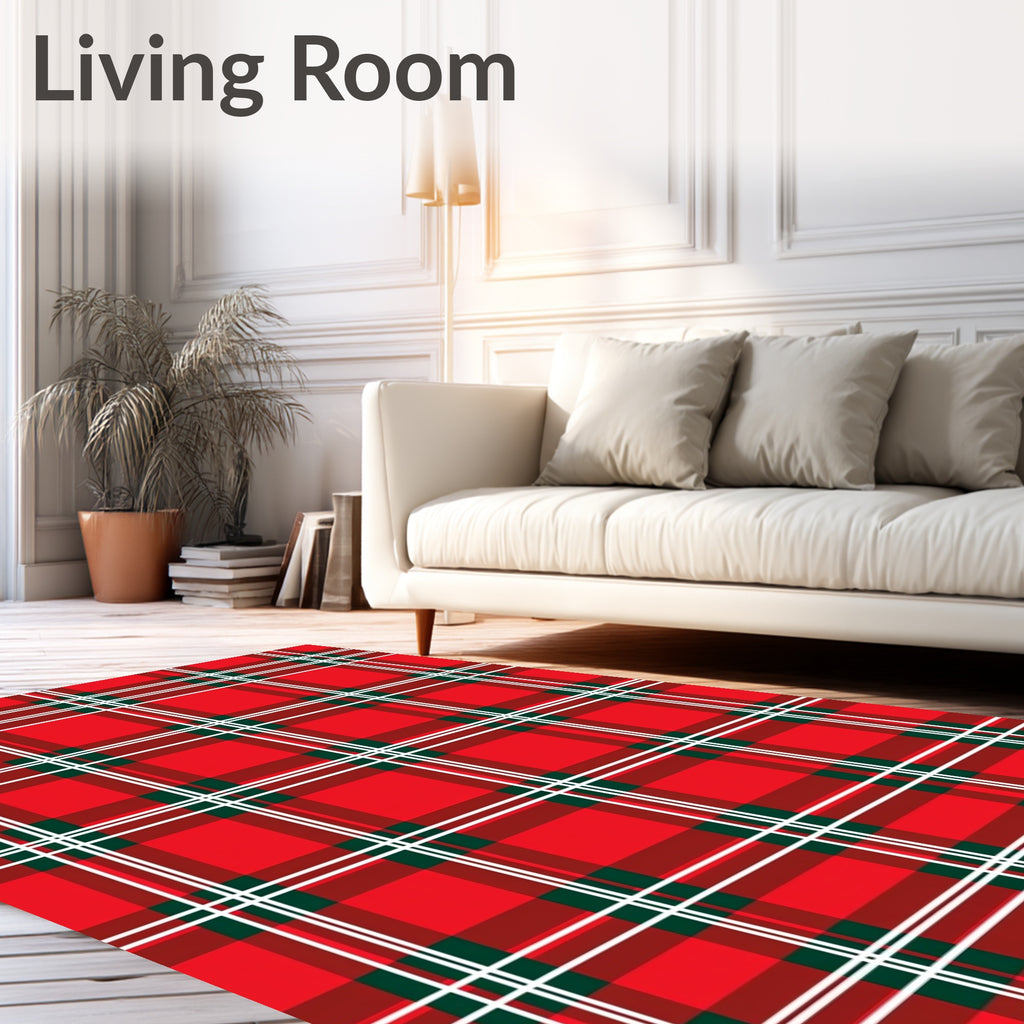 Classic Red Tartan Check Rug