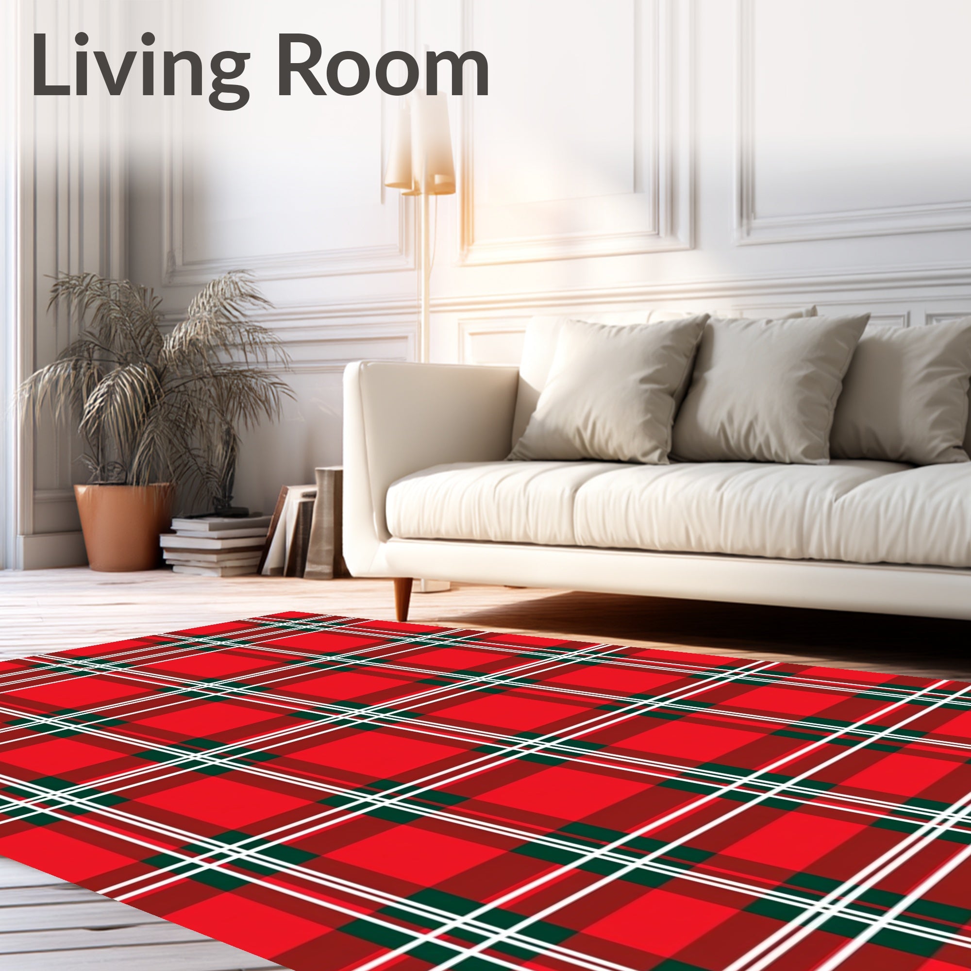 Classic Red Tartan Check Rug