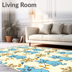 Blue Cat Festive Holiday Lights Snowflakes Rug