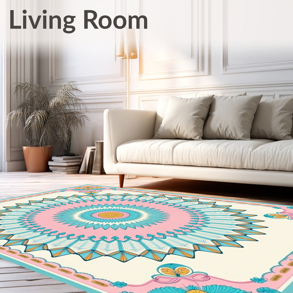 Radiant Blossom Medallion Cream Rug