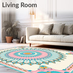 Radiant Blossom Medallion Cream Rug