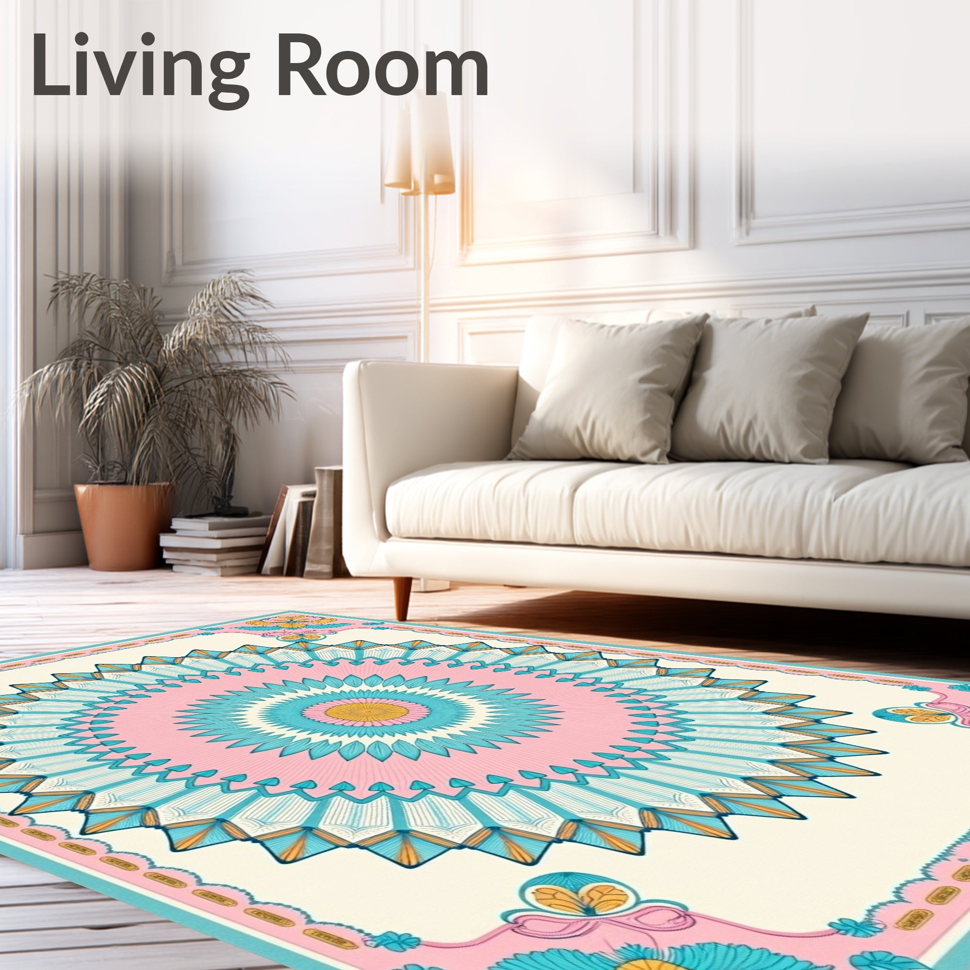 Radiant Blossom Medallion Cream Rug