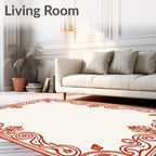 Red Ornamental Floral Scroll Rug