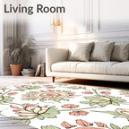 Soft Pink Pastel Floral Branch Outline Rug