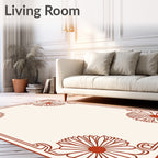Terracotta Floral Frame Cream Rug