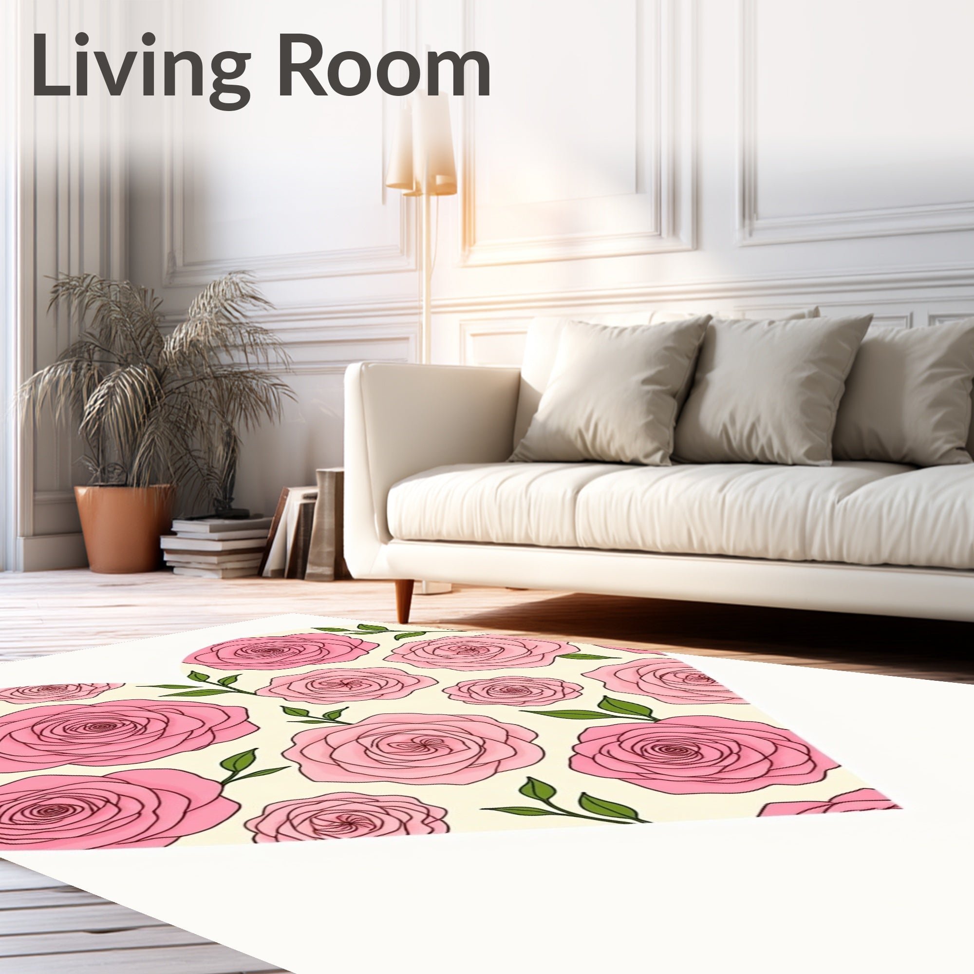 Pink Rose Heart Garden Rug
