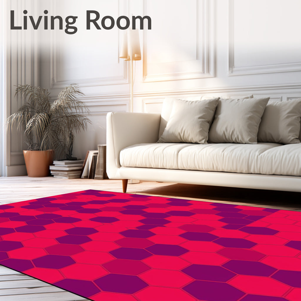 Vibrant Fuchsia Hexagon Composition Rug