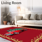 Red Truck Christmas Trees Garland Rug