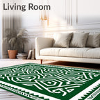 Deep Green Geometric Interlocking Maze Rug