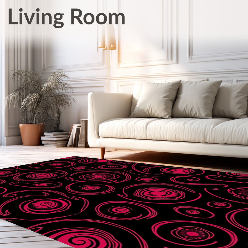 Crimson Swirl Eye Abstract Rug