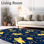 Cute Yellow Cats and Lanterns Rug