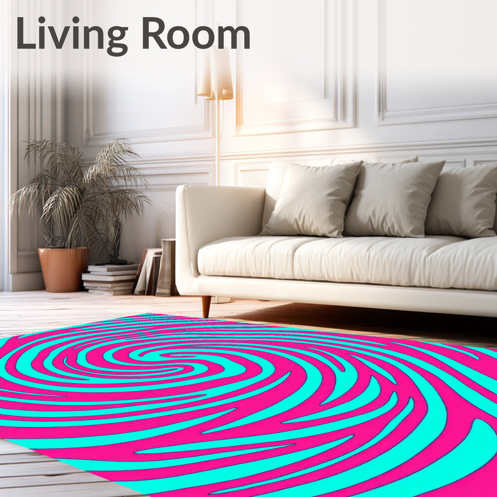 Vibrant Pink Cyan Swirl Rug