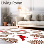 Red Cardinal Botanical Winter Faux Fur Rug