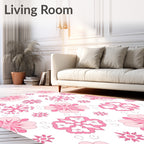 Feminine Pink Floral Medallion Arrangement Rug
