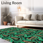 Emerald Black Cream Abstract Symmetry Rug