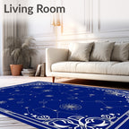 Deep Blue Celestial Star Constellations Rug