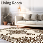 Brown Floral Medallion Lattice Rug