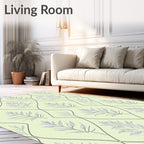 Pale Green Leafy Vine Lattice Rug