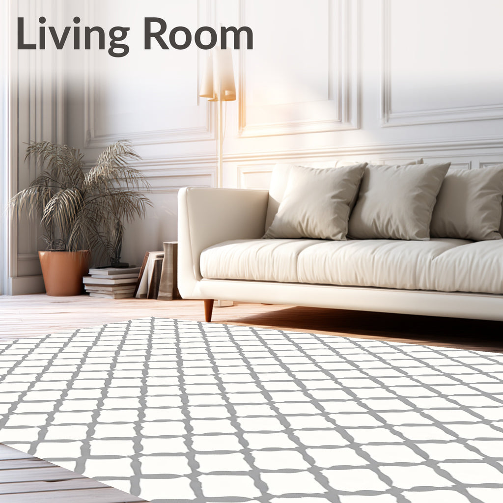 Subtle Gray Diamond Trellis Rug