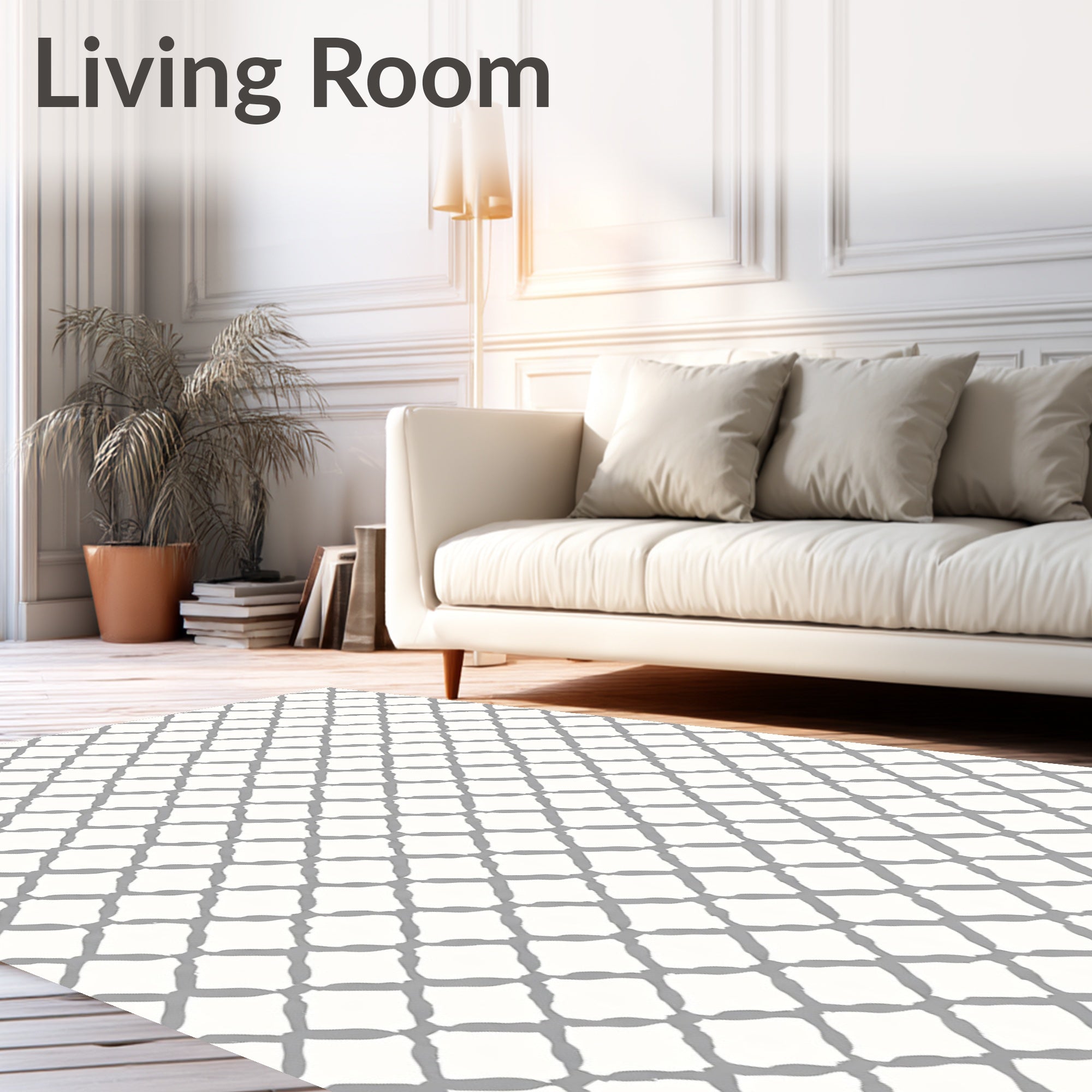 Subtle Gray Diamond Trellis Rug