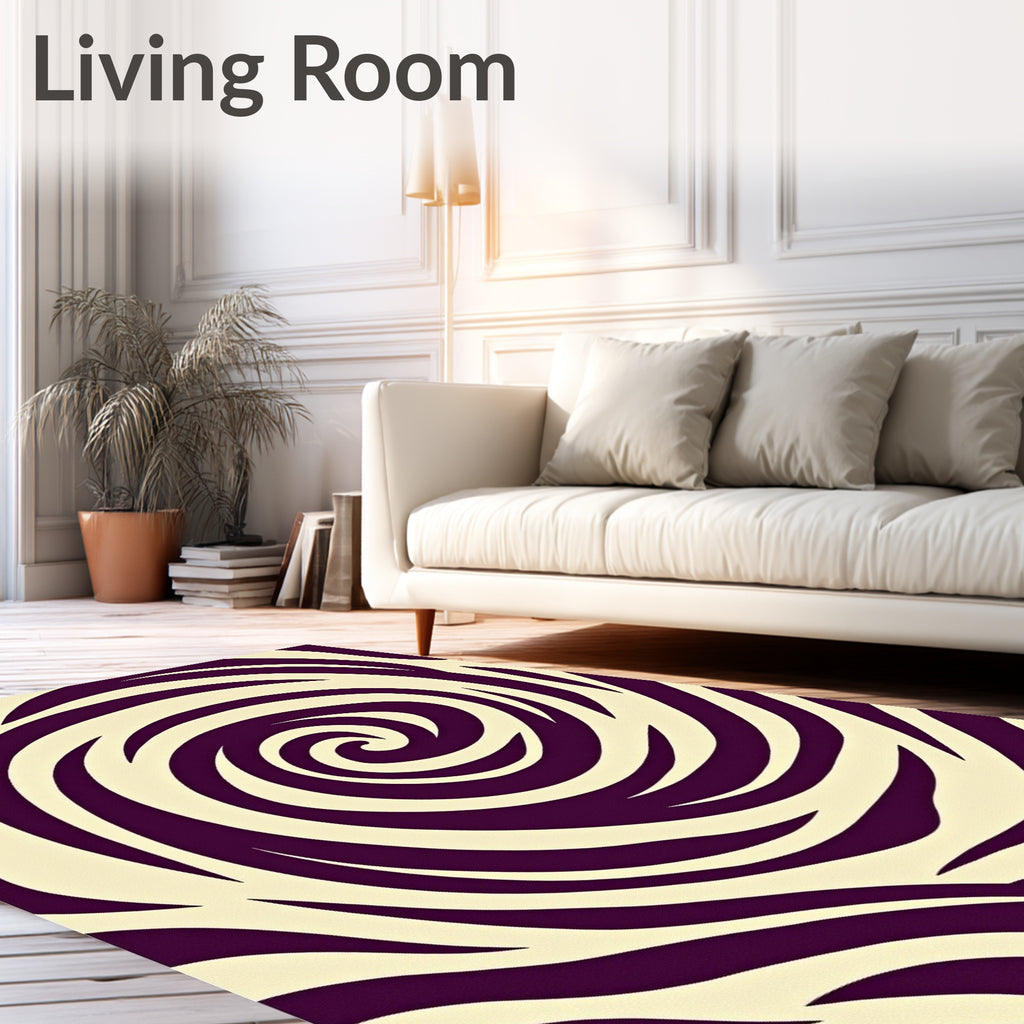 Deep Plum Swirl Abstract Rug