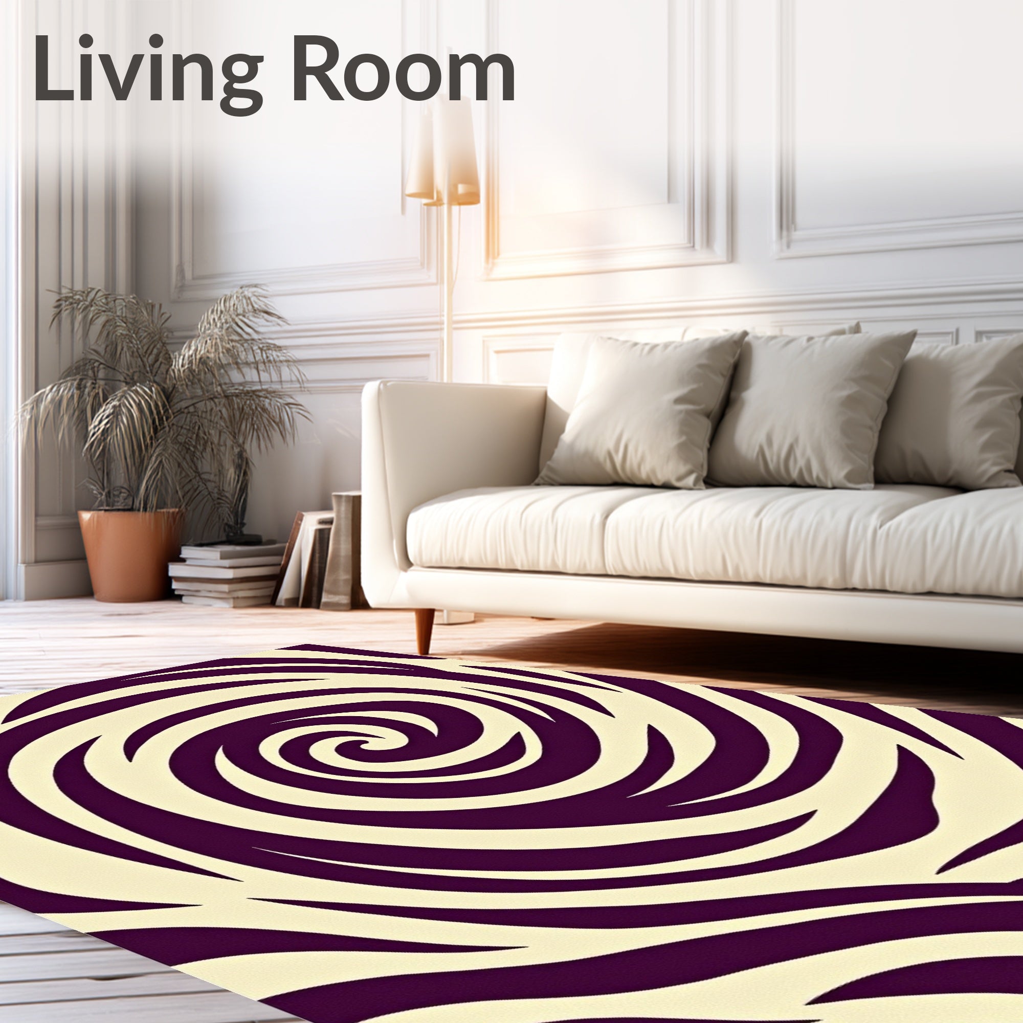 Deep Plum Swirl Abstract Rug