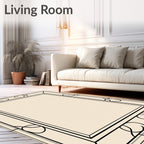 Elegant Cream Black Swirl Border Rug