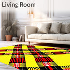 Bright Yellow Red Black Plaid Rug
