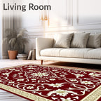 Crimson Ivory Vintage Floral Scroll Rug