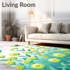 Green Hummingbirds Yellow Floral Garden Rug