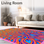 Vibrant Orange Blue Eye Feather Rug