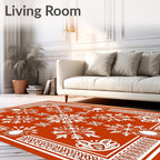 Rustic White Snowflake Sun Border Rug