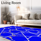 Bold Blue Geometric Abstract Swirl Rug
